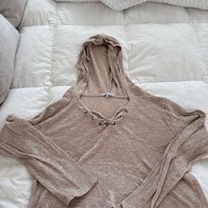 Charlotte Russe Beige Knit Hooded Top